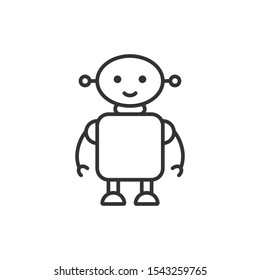 Cute robot chatbot icon in flat style. Bot operator vector illustration on white isolated background. Smart chatbot character business concept.