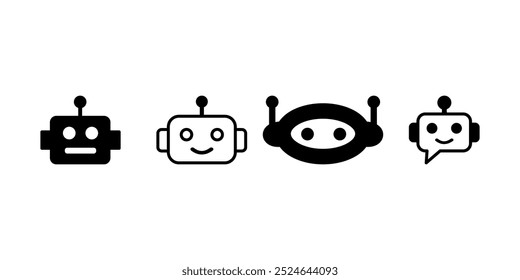 Icono lindo del robot chatbot en estilo plano. Ilustración vectorial del operador del bot en fondo aislado. Concepto de negocio de personaje de chatbot inteligente.