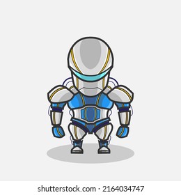 Cute Roboter-Cyborg-Zeichengrafik. Einfaches Cartoon-Vektordesign. Einzeln auf weichem Hintergrund.