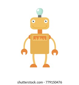 Cute robot, cyborg machine vector science character. Cyborg and robot character friendly, robotic mascot illustration for your web design.