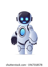 cute robot cyborg modern robotic character artificial intelligence technology concept vertical