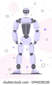 cute robot cyborg modern robotic character artificial intelligence technology concept vertical