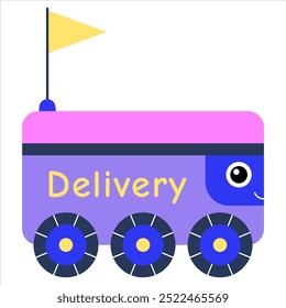 Cute robot delivering goods, vector