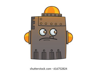 Cute Robot Disappointed. Vector Illustration. Isolated on white background.