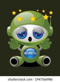 Cute robot DIZZINESS mascot design vector