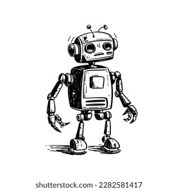 Cute robot doodle hand drawn vector illustrations.