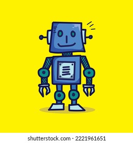 Cute robot doodle icon illustration. sience icon concept. isolated premium vector