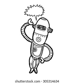 cute robot doodle with speech bubble