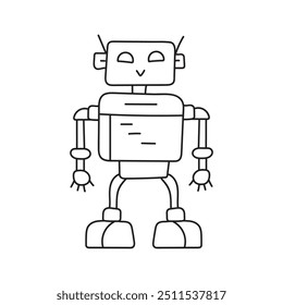 Cute robot in doodle style, childish, vector illustration