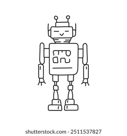 Cute robot in doodle style, childish, vector illustration