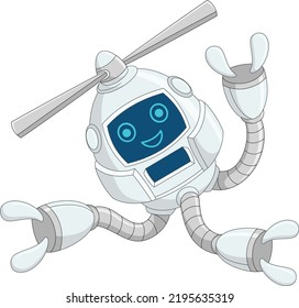 Cute robot drone on white background