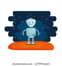 cute robot electronic with universe background