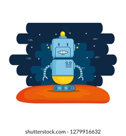 cute robot electronic with universe background