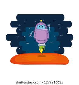 cute robot electronic with universe background