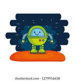 cute robot electronic with universe background