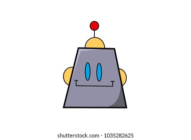 Cute Robot Emoji. Vector Illustration. Isolated on white background.