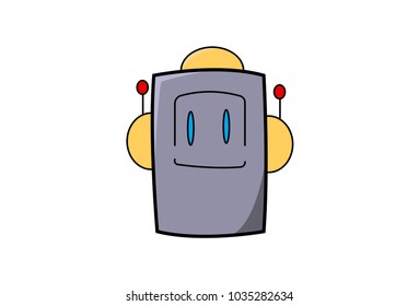 Cute Robot Emoji. Vector Illustration. Isolated on white background.