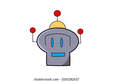 Cute Robot Emoji. Vector Illustration. Isolated on white background.