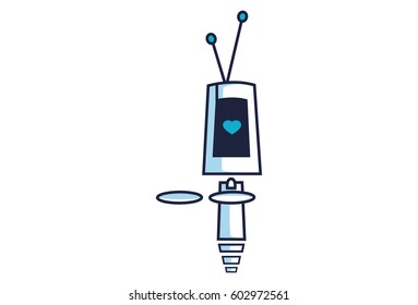 Cute Robot with cute expressions. Vector illustration. Isolated on white background.
