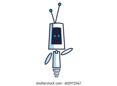 Cute Robot with cute expressions. Vector illustration. Isolated on white background.