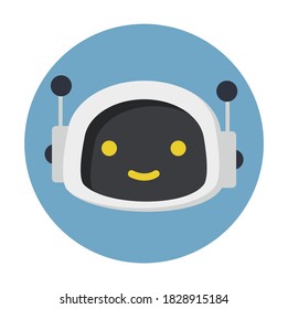 Cute robot face icon flat style cartoon character vector