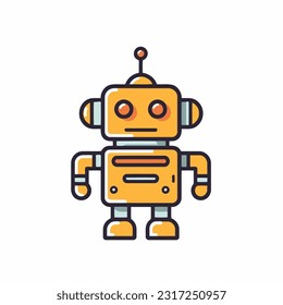 Cute robot flat color vector icon on white background. Artificial intelligence concept. cartoon mascot