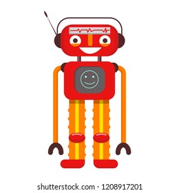 Cute robot in flat style on white background.Vector illustration