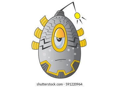 Cute Robot Frustrated. Vector Illustration. Isolated on white background.