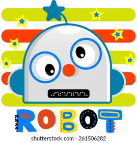 Cute Robot Funny Vector.