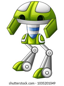 Cute robot green cartoon isolated on white background