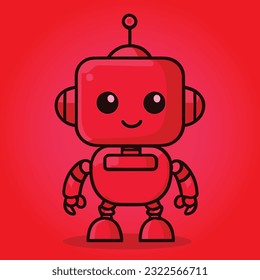 Cute Robot Hand Drawing Cartoon Vector icon illustration