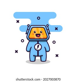 Cute Roboter mit Happy-Expression Cartoon Vektorgrafik. Flaches Design. Design-Maskottchen.