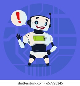 Cute Robot Happy Showing Message Modern Artificial Intelligence Technology Concept Flat Vector Illustration