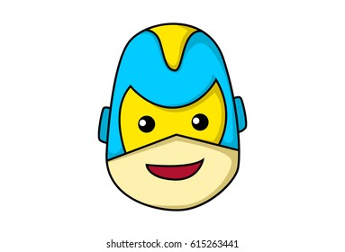 Cute Robot Happy. Vector illustration. Isolated on white background.