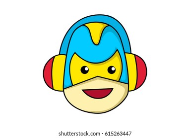 Cute Robot Happy. Vector illustration. Isolated on white background.