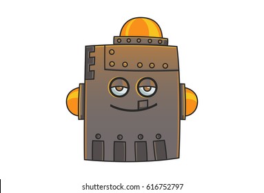 Cute Robot Happy. Vector Illustration. Isolated on white background.