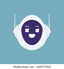 Cute Robot Head Avatar Emotion, Emoji Android Concept. Vector Illustration Flat Design Style.