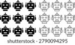 Cute Robot Head Grid Set, Artificial Intelligence and Chatbot Vector Icons