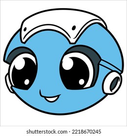 Cute robot head illustration on white background