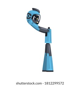 Cute Robot Holding Head in his Hands, Cute Personal Robotic Assistant Character, Artificial Intelligence Concept Cartoon Style Vector Illustration