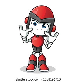 cute robot humanoid mascot vector cartoon illustration