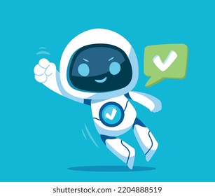 Cute robot icon. Artificial intelligence and ai. Chat bot, answers to frequently asked questions and FAQ. Modern technologies and digital world, innovations. Cartoon flat vector illustration