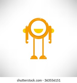 cute robot, robot icon, grunge robot