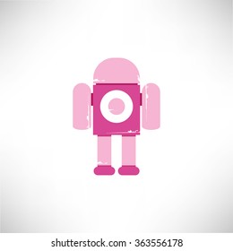 cute robot, robot icon, grunge robot