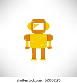 cute robot, robot icon, grunge robot