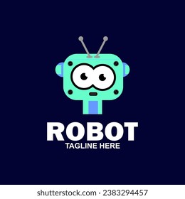 Cute robot icon logo design vector illustration. creative service robot logo business vector design template in futuristic, modern and minimalist style.