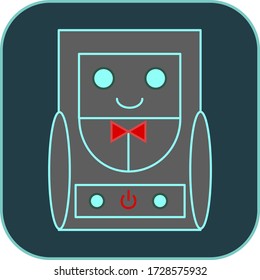 Icono de robot blanco sobre fondo verde oscuro