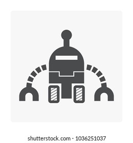 Cute robot icon on white.