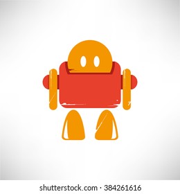 cute robot icon, retro robot, grunge robot vector