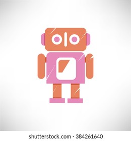 cute robot icon, retro robot, grunge robot vector